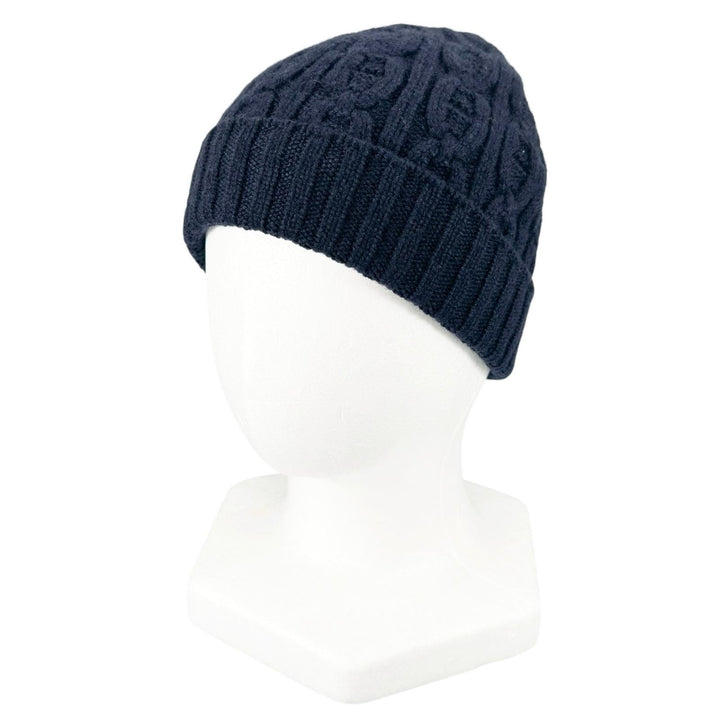 Great HERMES Knit cap Tri-Maion Navy blue cashmere mens M H202070N