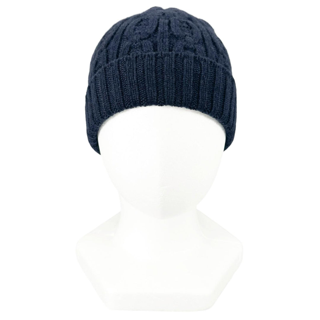 Great HERMES Knit cap Tri-Maion Navy blue cashmere mens M H202070N