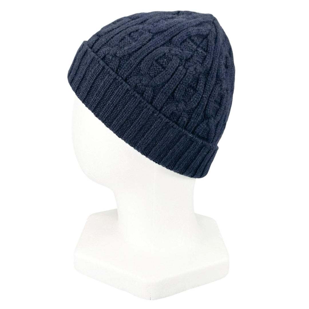Great HERMES Knit cap Tri-Maion Navy blue cashmere mens M H202070N