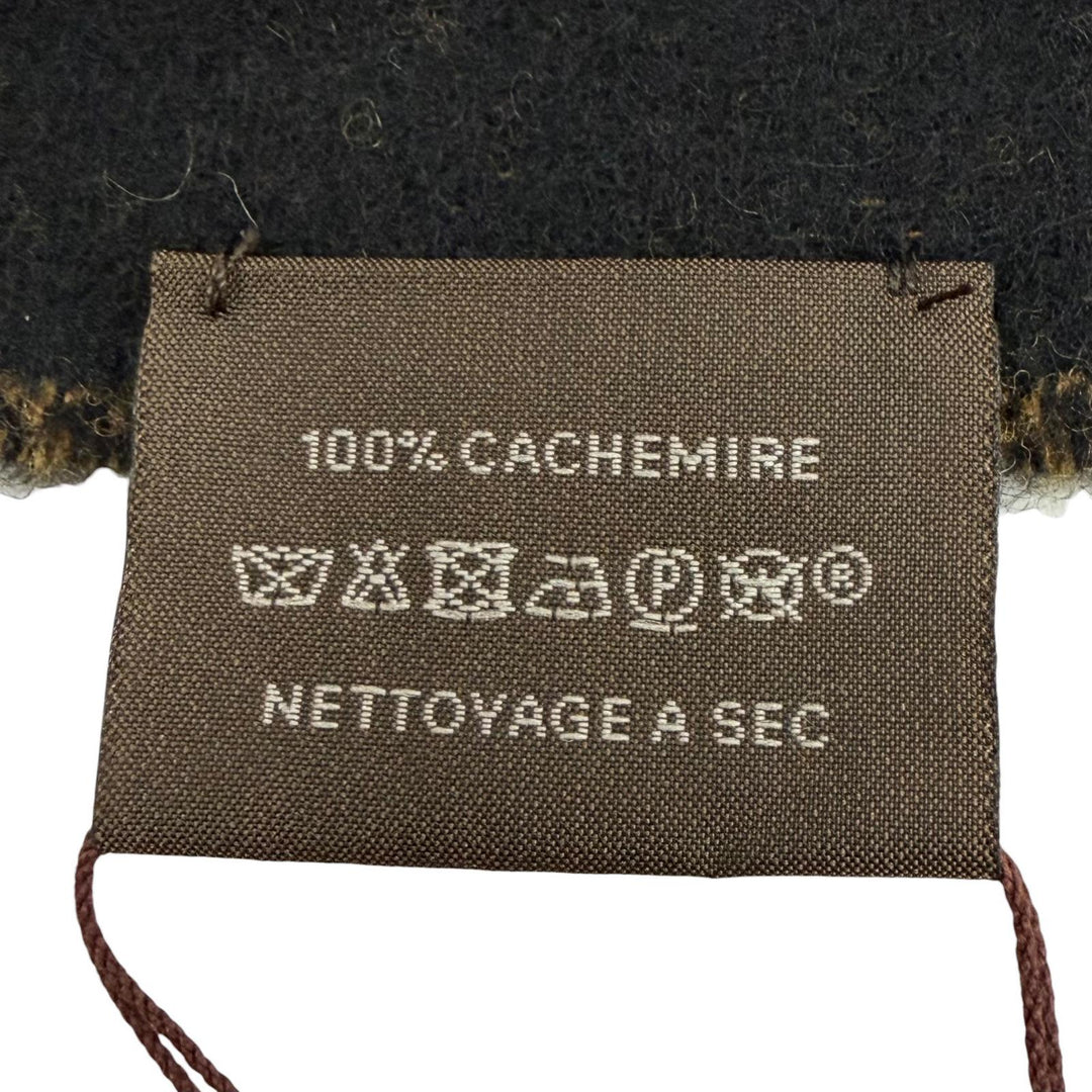 Pristine HERMES Scarf With fringe black cashmere mens