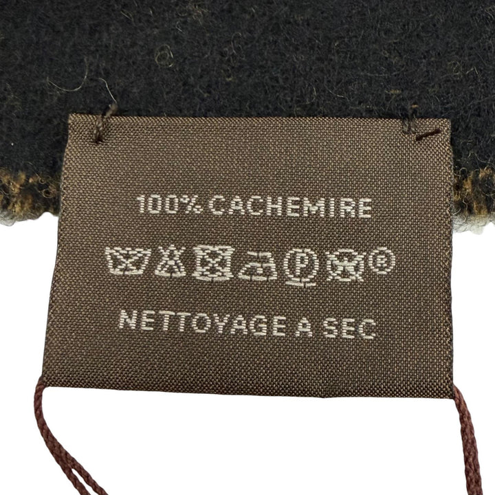 Pristine HERMES Scarf With fringe black cashmere mens