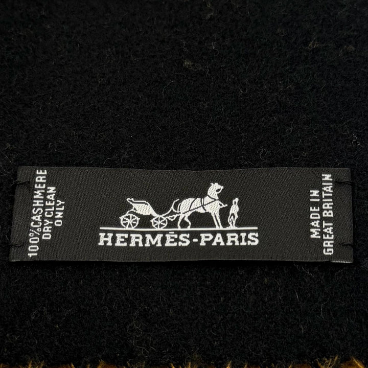 Pristine HERMES Scarf With fringe black cashmere mens