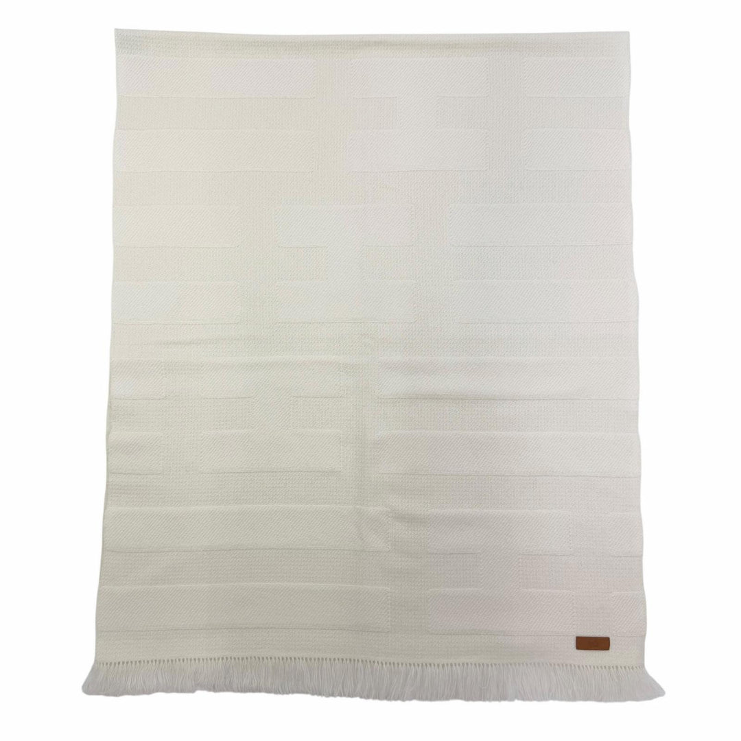 Pristine HERMES shawl Raye H Large logo leather patch with fringe cashmere Women