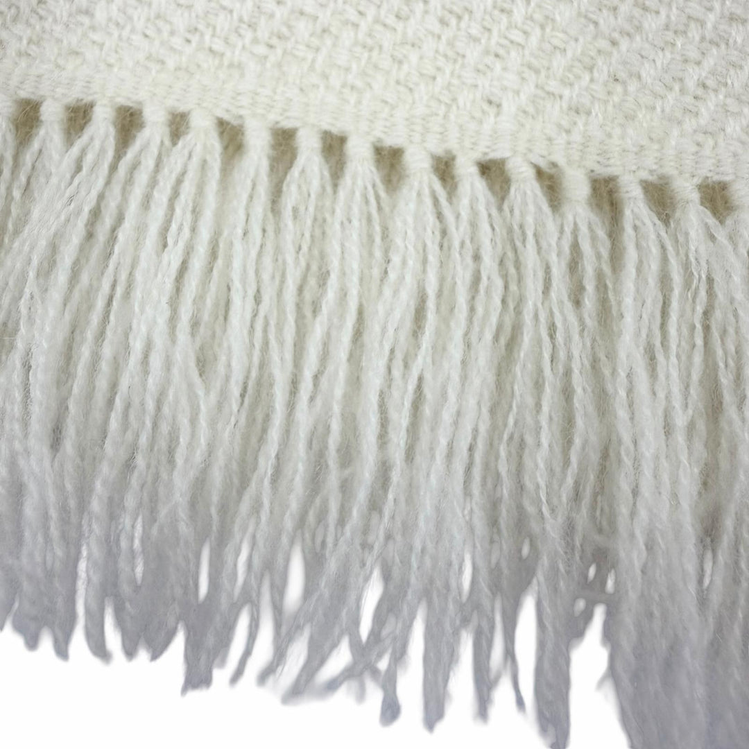 Pristine HERMES shawl Raye H Large logo leather patch with fringe cashmere Women