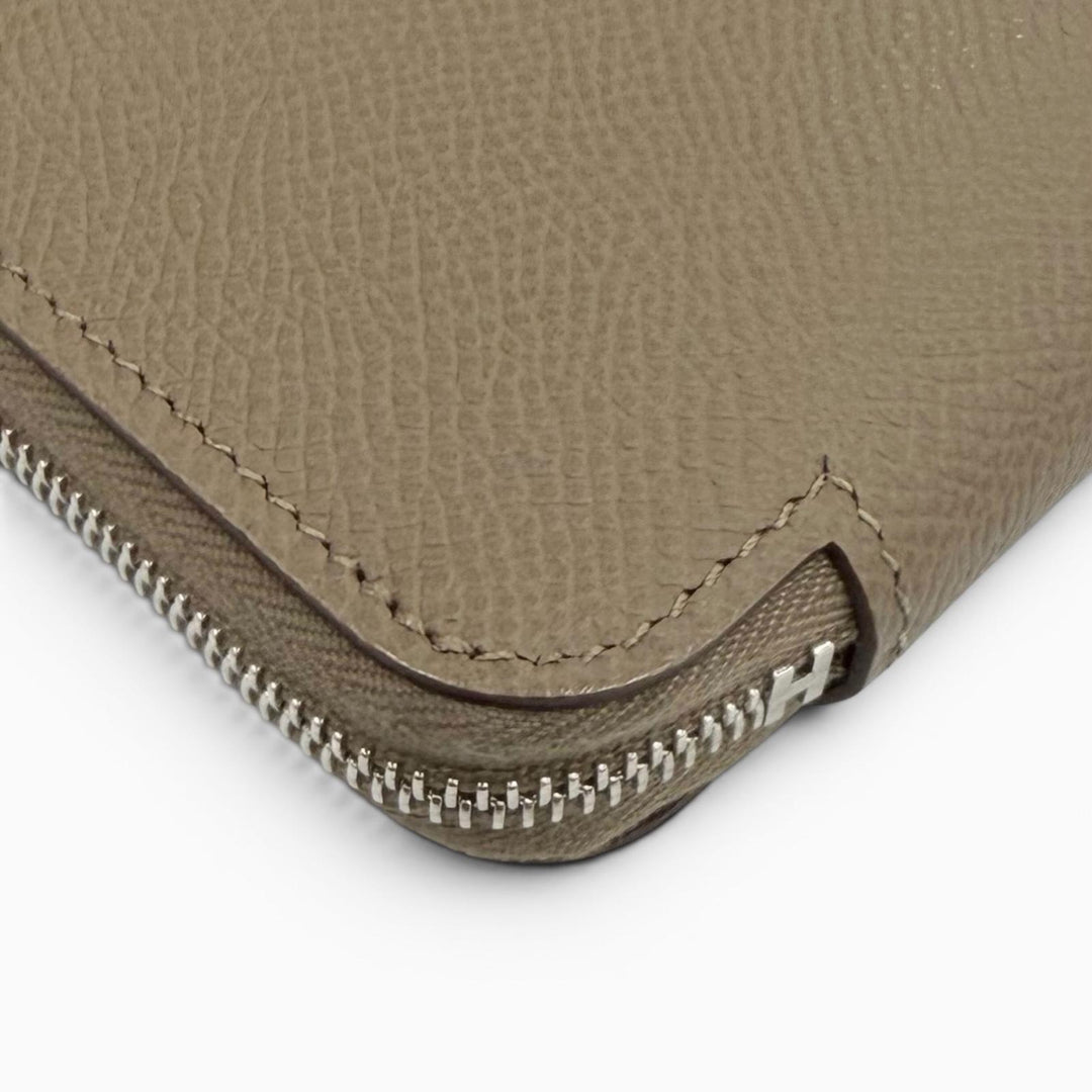 Pristine HERMES Coin case Azap compact silk in Round Zip Epsom Leather Women