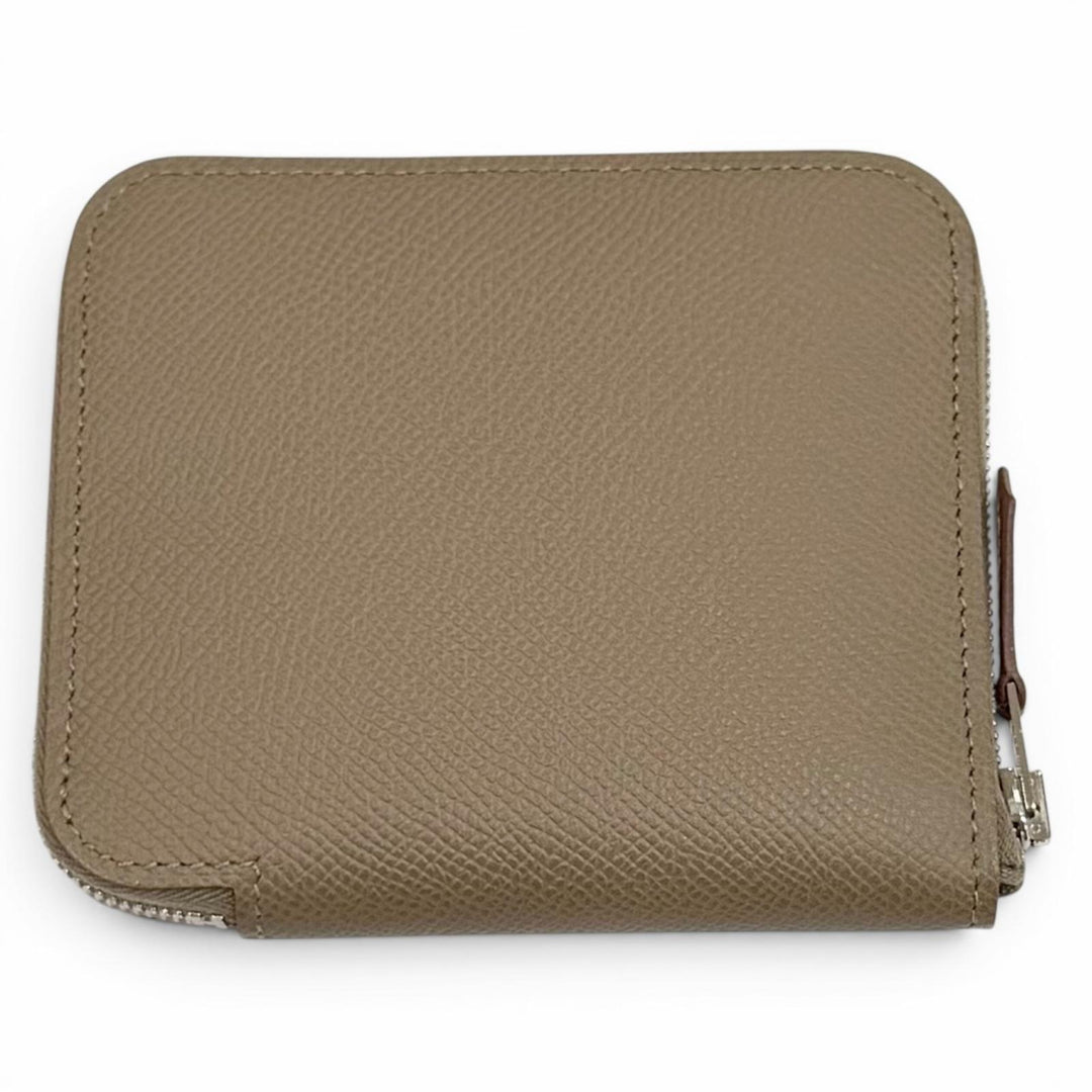 Pristine HERMES Coin case Azap compact silk in Round Zip Epsom Leather Women