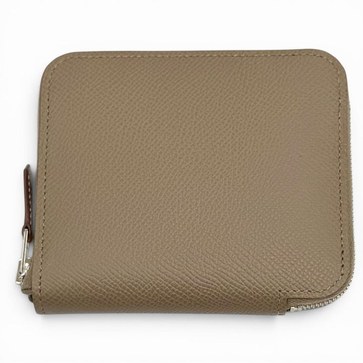 Pristine HERMES Coin case Azap compact silk in Round Zip Epsom Leather Women