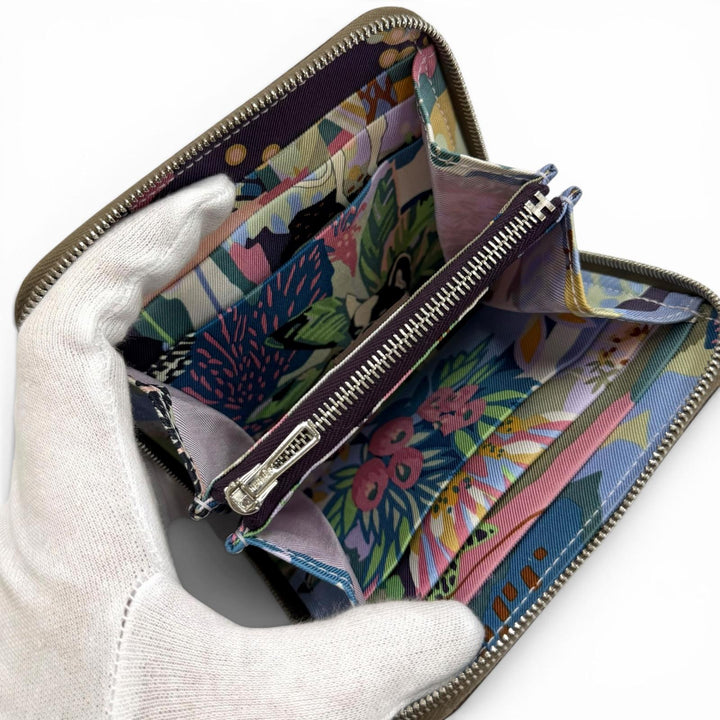 Pristine HERMES Coin case Azap compact silk in Round Zip Epsom Leather Women