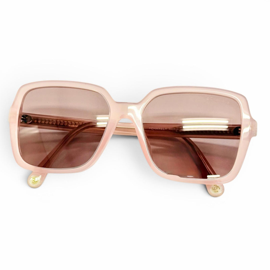 Excellent CHANEL sunglasses COCO Mark Logo Square Clear pink Women 5505－A