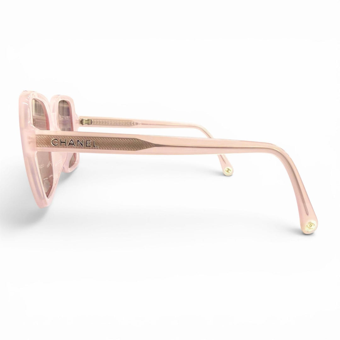 Excellent CHANEL sunglasses COCO Mark Logo Square Clear pink Women 5505－A