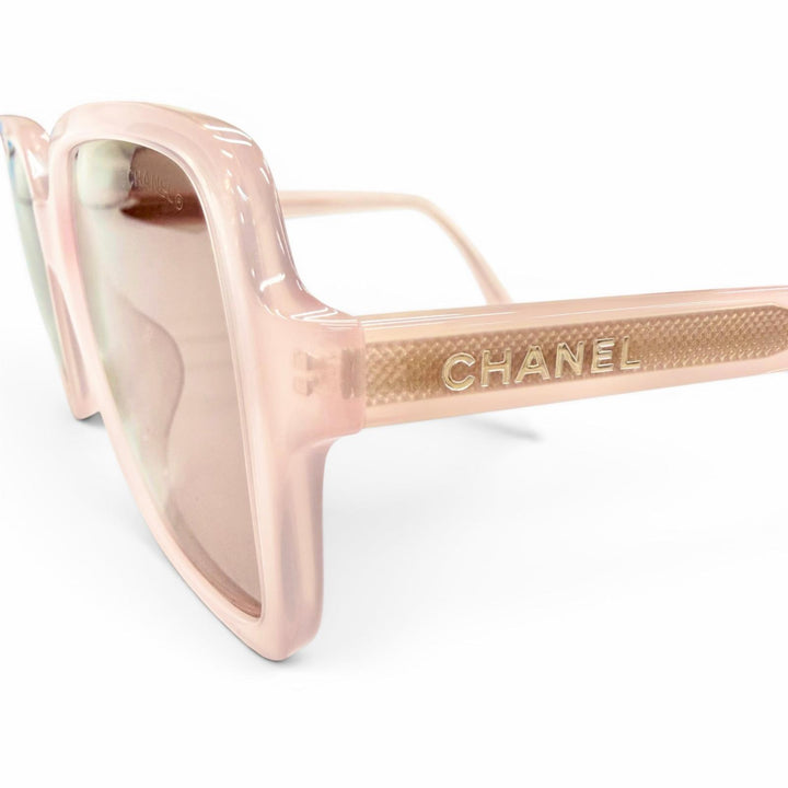 Excellent CHANEL sunglasses COCO Mark Logo Square Clear pink Women 5505－A