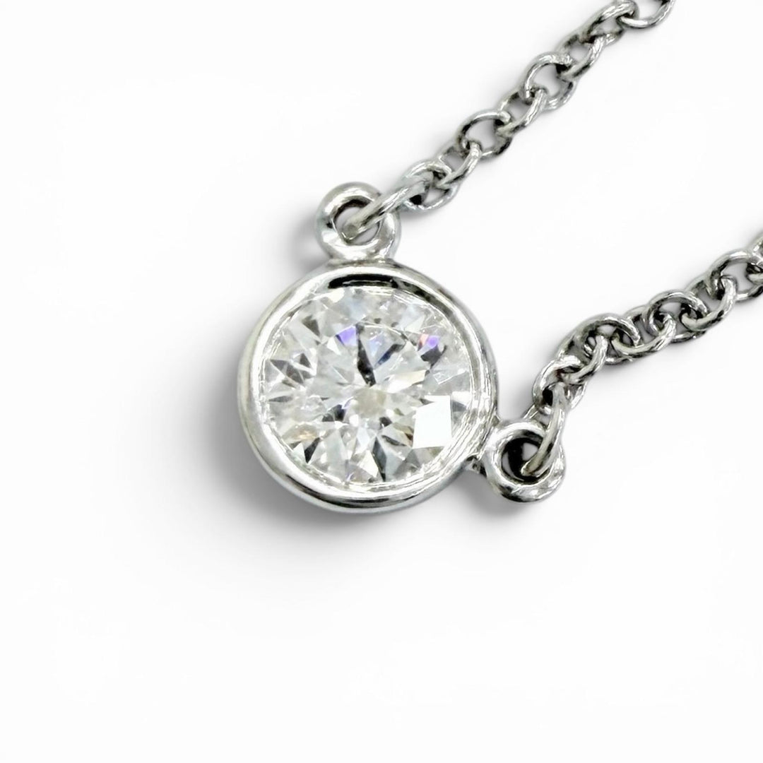 Great TIFFANY&Co. Necklace By the yard PT950 1P Diamond, Setting Diameter