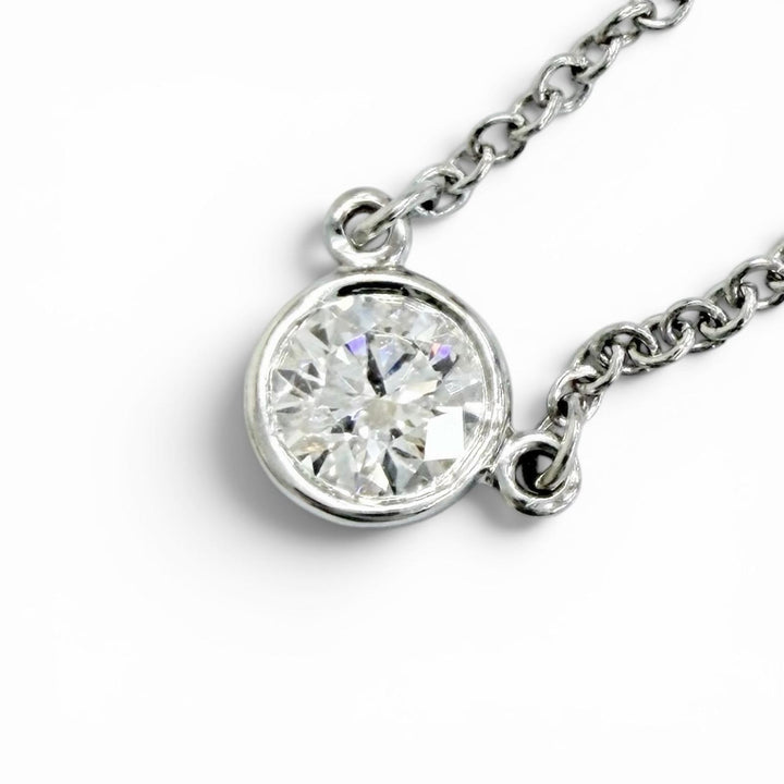 Great TIFFANY&Co. Necklace By the yard PT950 1P Diamond, Setting Diameter