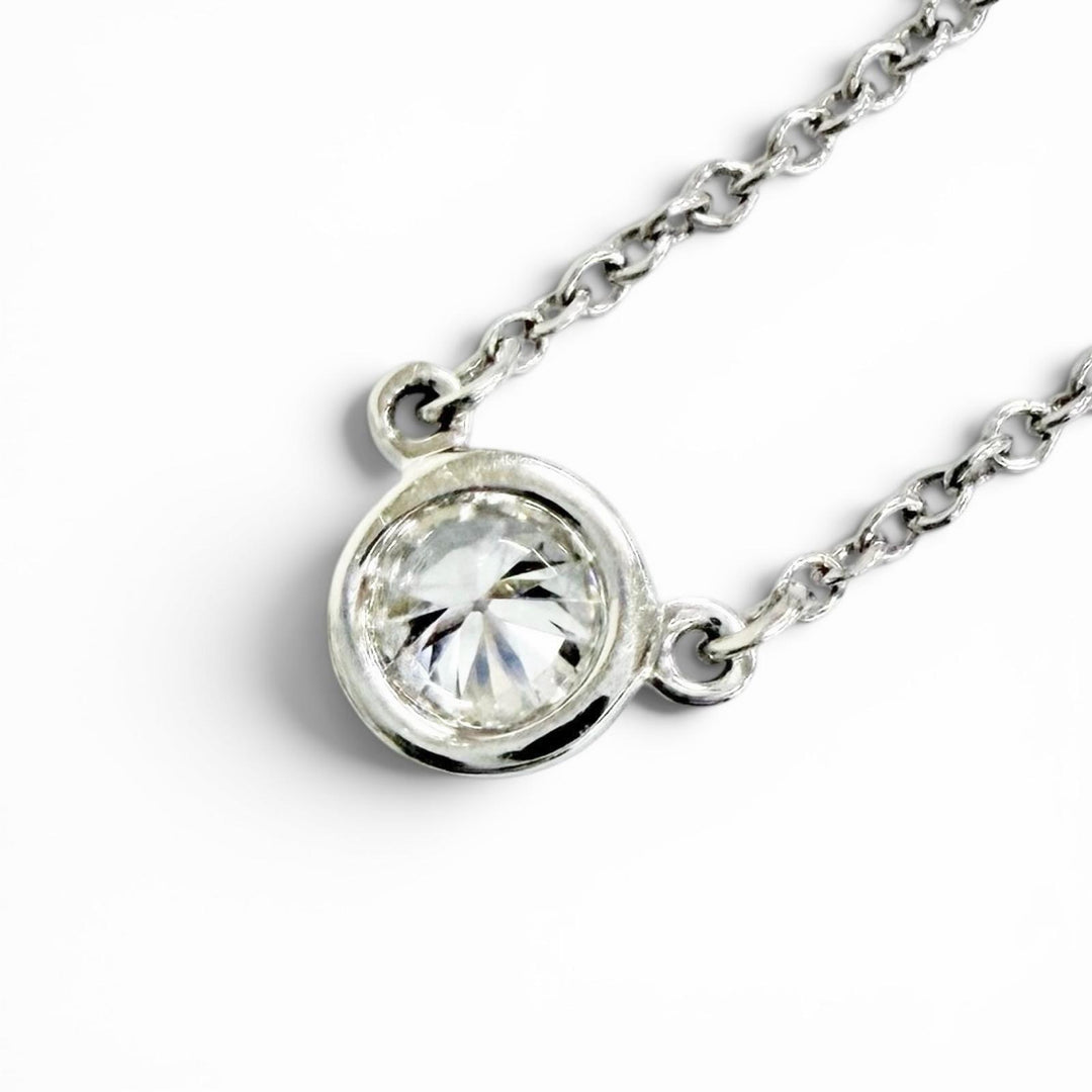 Great TIFFANY&Co. Necklace By the yard PT950 1P Diamond, Setting Diameter