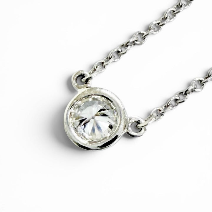 Great TIFFANY&Co. Necklace By the yard PT950 1P Diamond, Setting Diameter