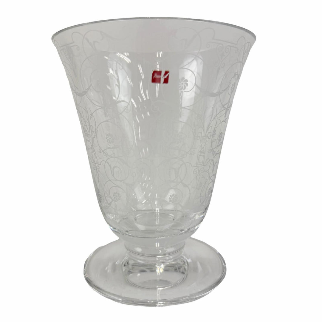 Pristine Baccarat Large glass flower vase/pot with floral arabesque pattern