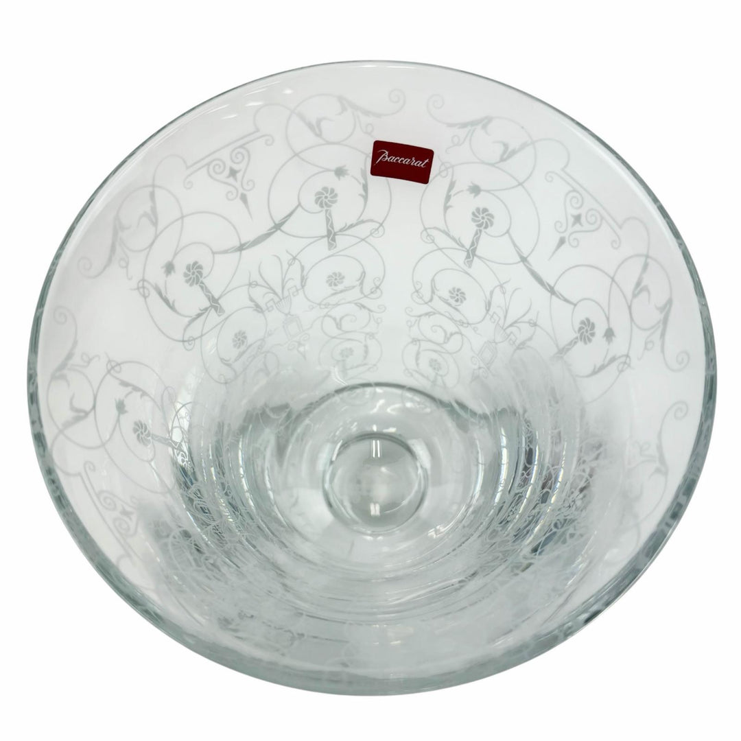 Pristine Baccarat Large glass flower vase/pot with floral arabesque pattern