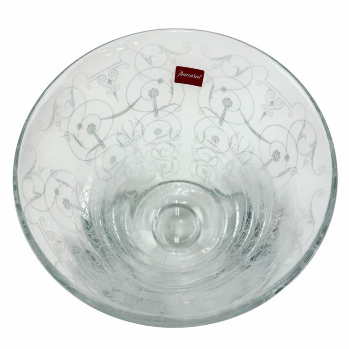 Pristine Baccarat Large glass flower vase/pot with floral arabesque pattern