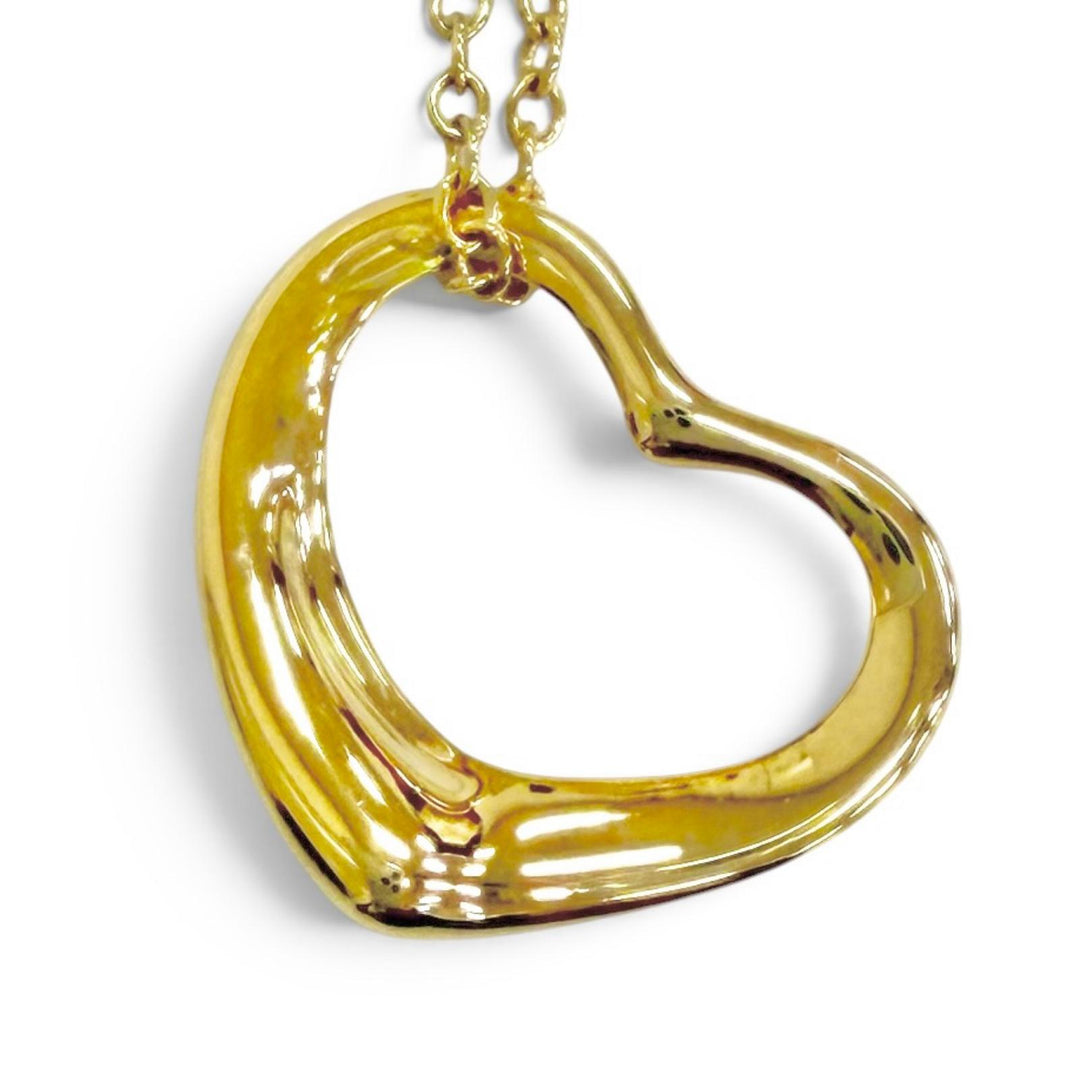 Excellent TIFFANY&Co. Necklace Open Heart Pendant 750 YG Yellow Gold 750 Women