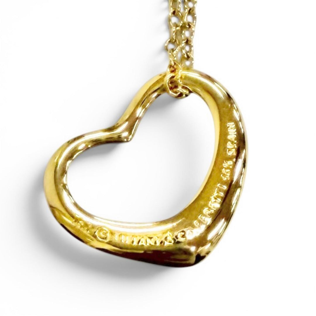 Excellent TIFFANY&Co. Necklace Open Heart Pendant 750 YG Yellow Gold 750 Women