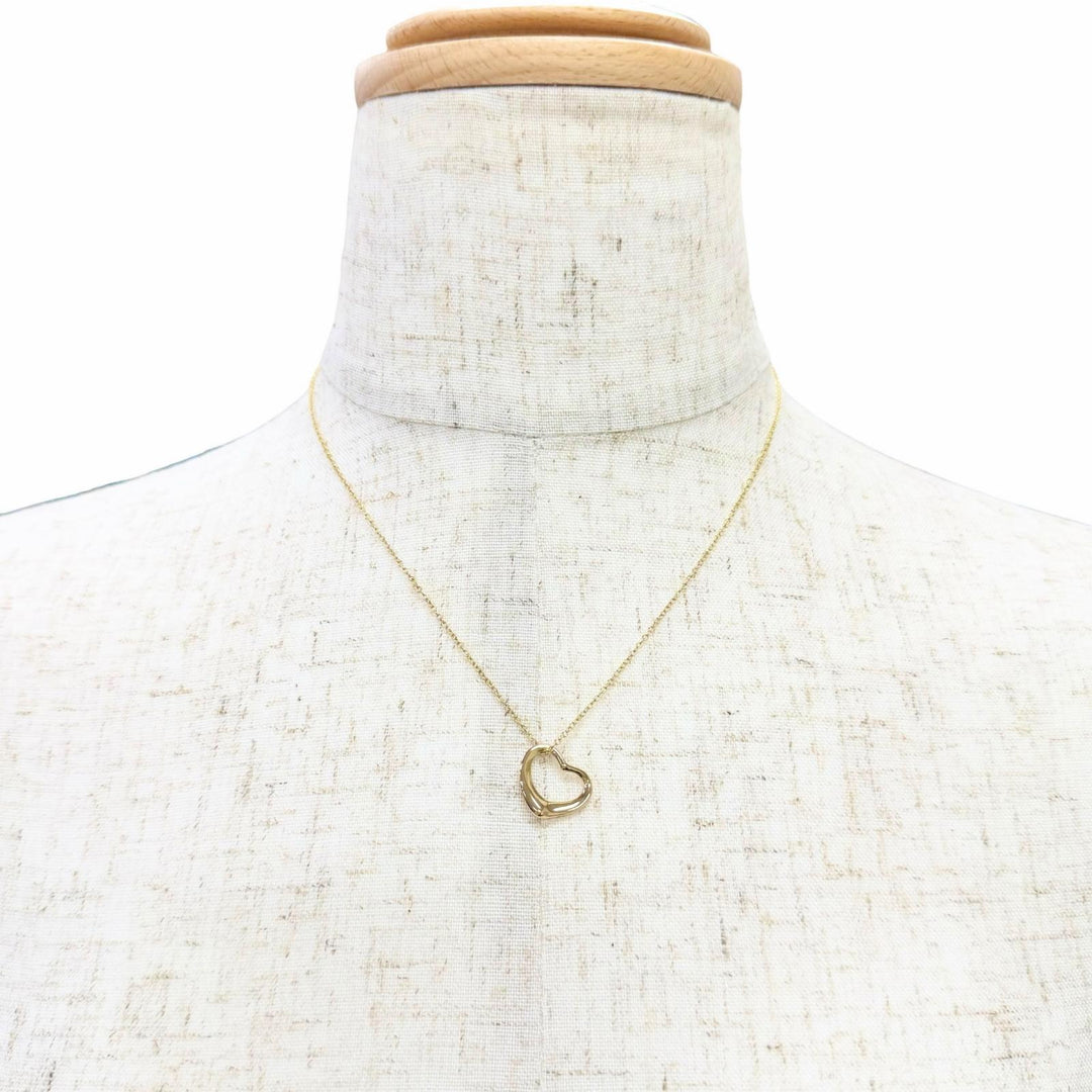 Excellent TIFFANY&Co. Necklace Open Heart Pendant 750 YG Yellow Gold 750 Women