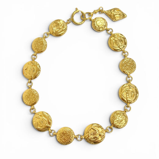 Very Good CHANEL Necklace Coco Mademoiselle Logo Round Coin gold Women