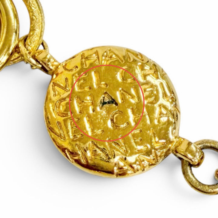 Very Good CHANEL Necklace Coco Mademoiselle Logo Round Coin gold Women