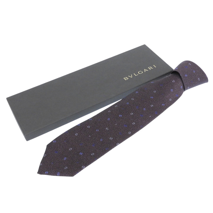 Pristine BVLGARI tie Overall handle Purple silk mens