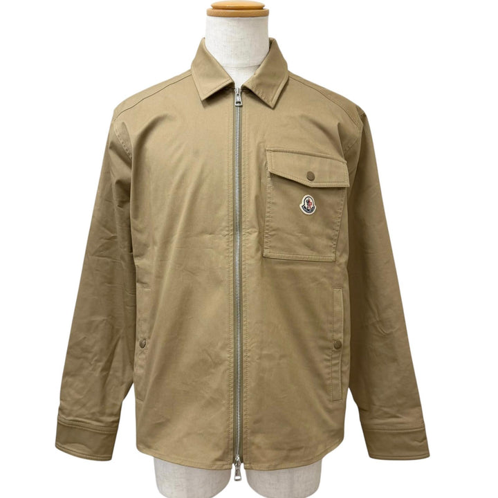 Very Good MONCLER Blouson CAMICIA Logo patch safari jacket beige cotton mens L