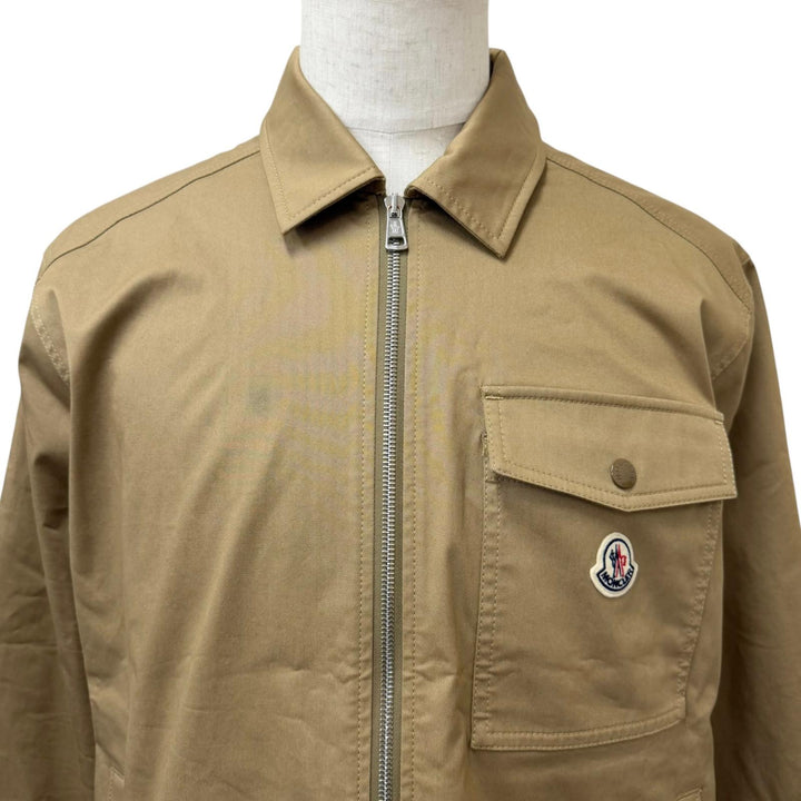 Very Good MONCLER Blouson CAMICIA Logo patch safari jacket beige cotton mens L