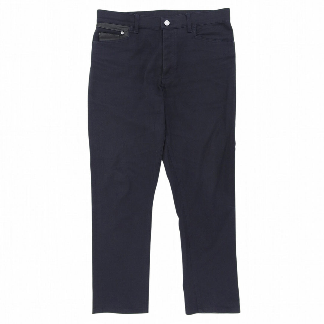 Great HERMES Pants Partial leather patch, Serie buttons, 5 pockets Dark navy 44