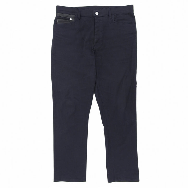 Great HERMES Pants Partial leather patch, Serie buttons, 5 pockets Dark navy 44