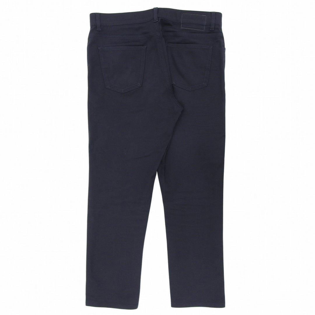 Great HERMES Pants Partial leather patch, Serie buttons, 5 pockets Dark navy 44