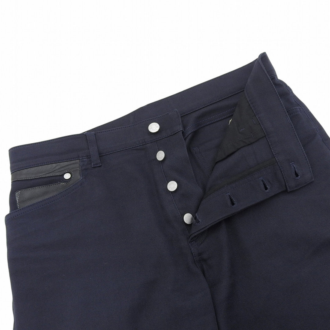 Great HERMES Pants Partial leather patch, Serie buttons, 5 pockets Dark navy 44