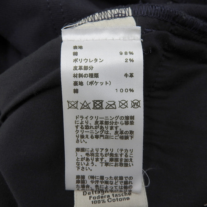 Great HERMES Pants Partial leather patch, Serie buttons, 5 pockets Dark navy 44
