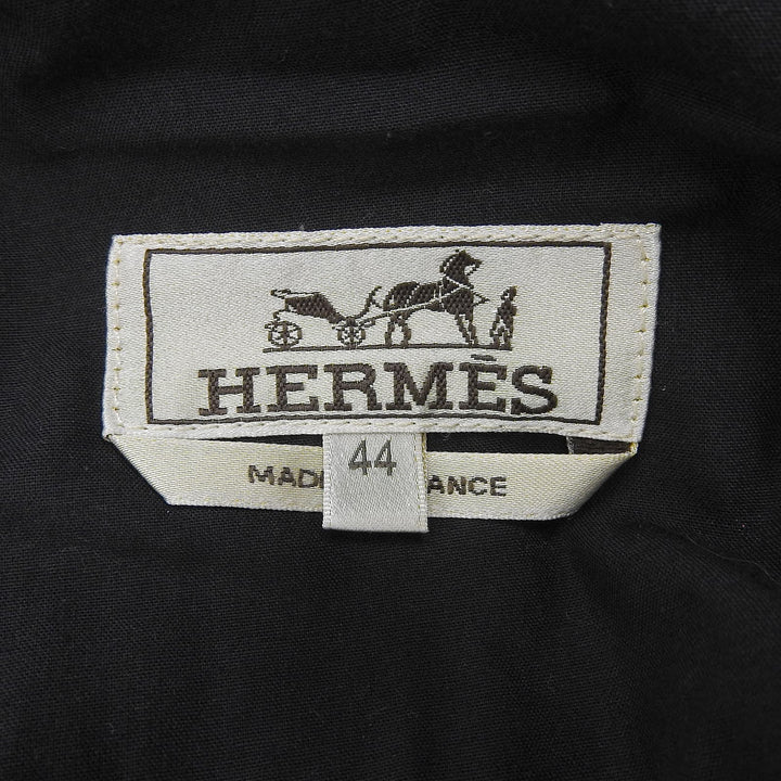 Great HERMES Pants Partial leather patch, Serie buttons, 5 pockets Dark navy 44