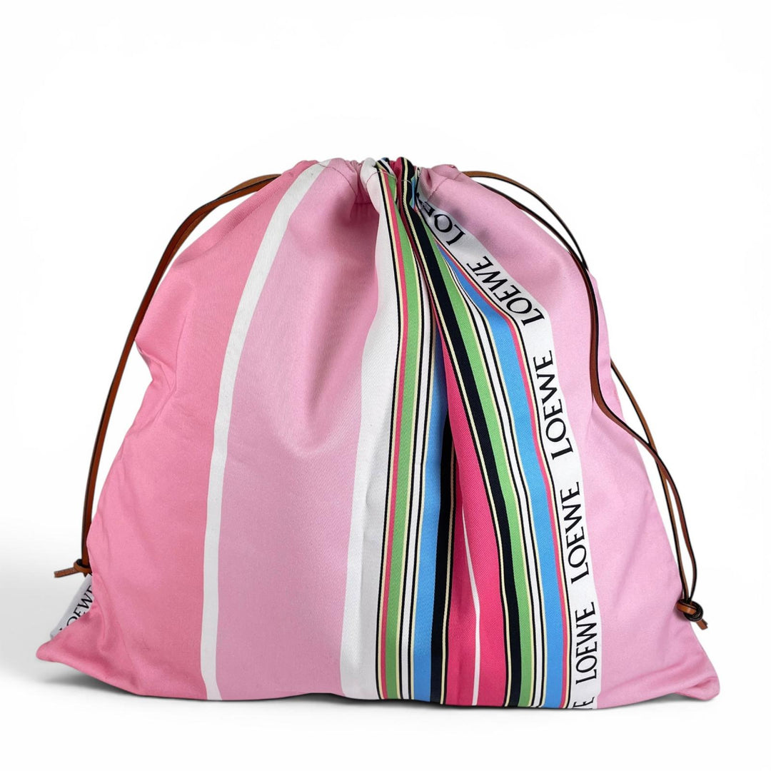 Excellent LOEWE Pouch Drawstring Logo patch stripe pattern drawstring bag