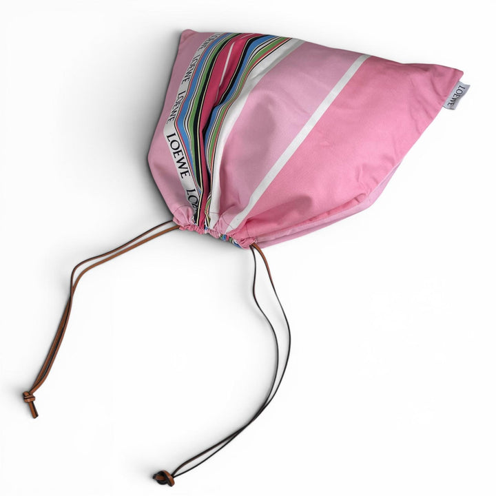 Excellent LOEWE Pouch Drawstring Logo patch stripe pattern drawstring bag