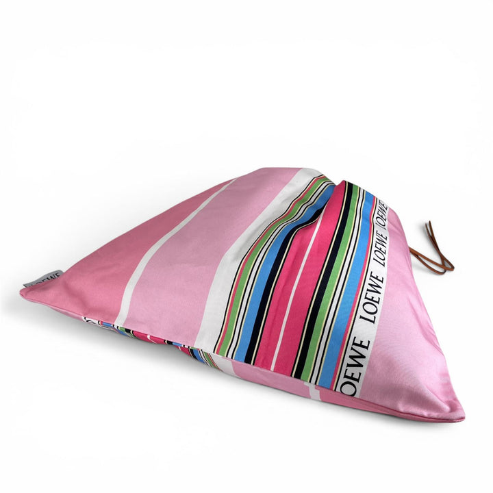 Excellent LOEWE Pouch Drawstring Logo patch stripe pattern drawstring bag