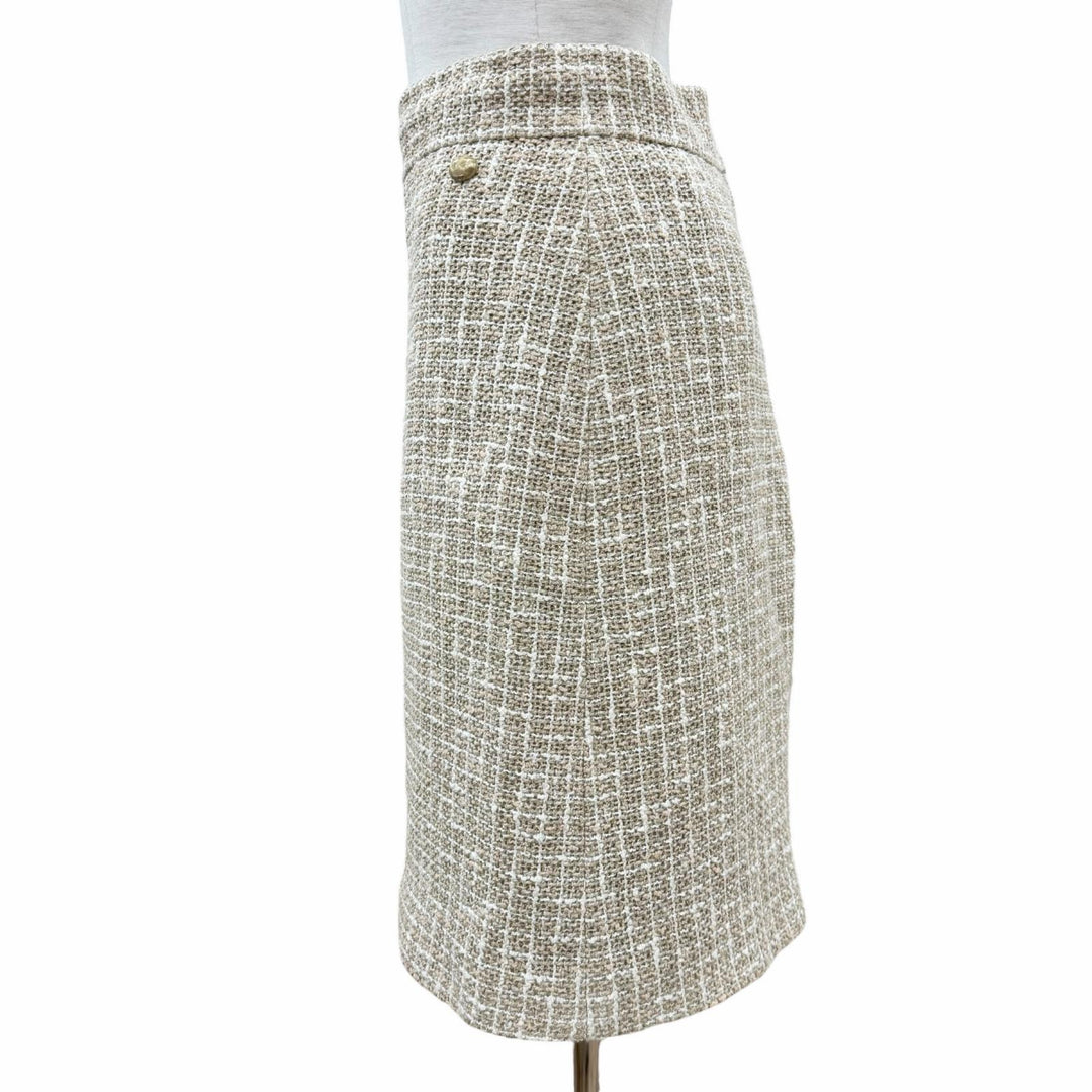 Great CHANEL Tight Skirt Brown beige cotton Women 38 P51061