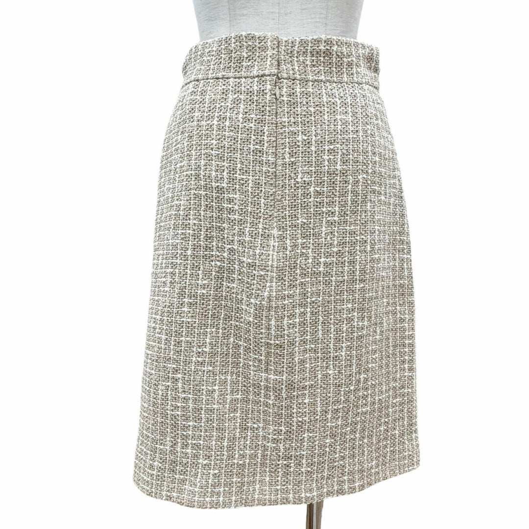 Great CHANEL Tight Skirt Brown beige cotton Women 38 P51061