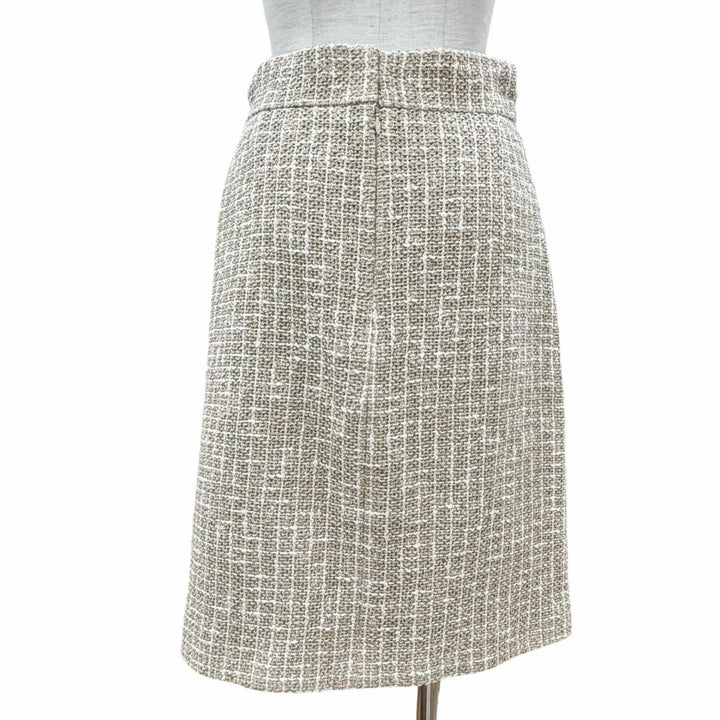 Great CHANEL Tight Skirt Brown beige cotton Women 38 P51061