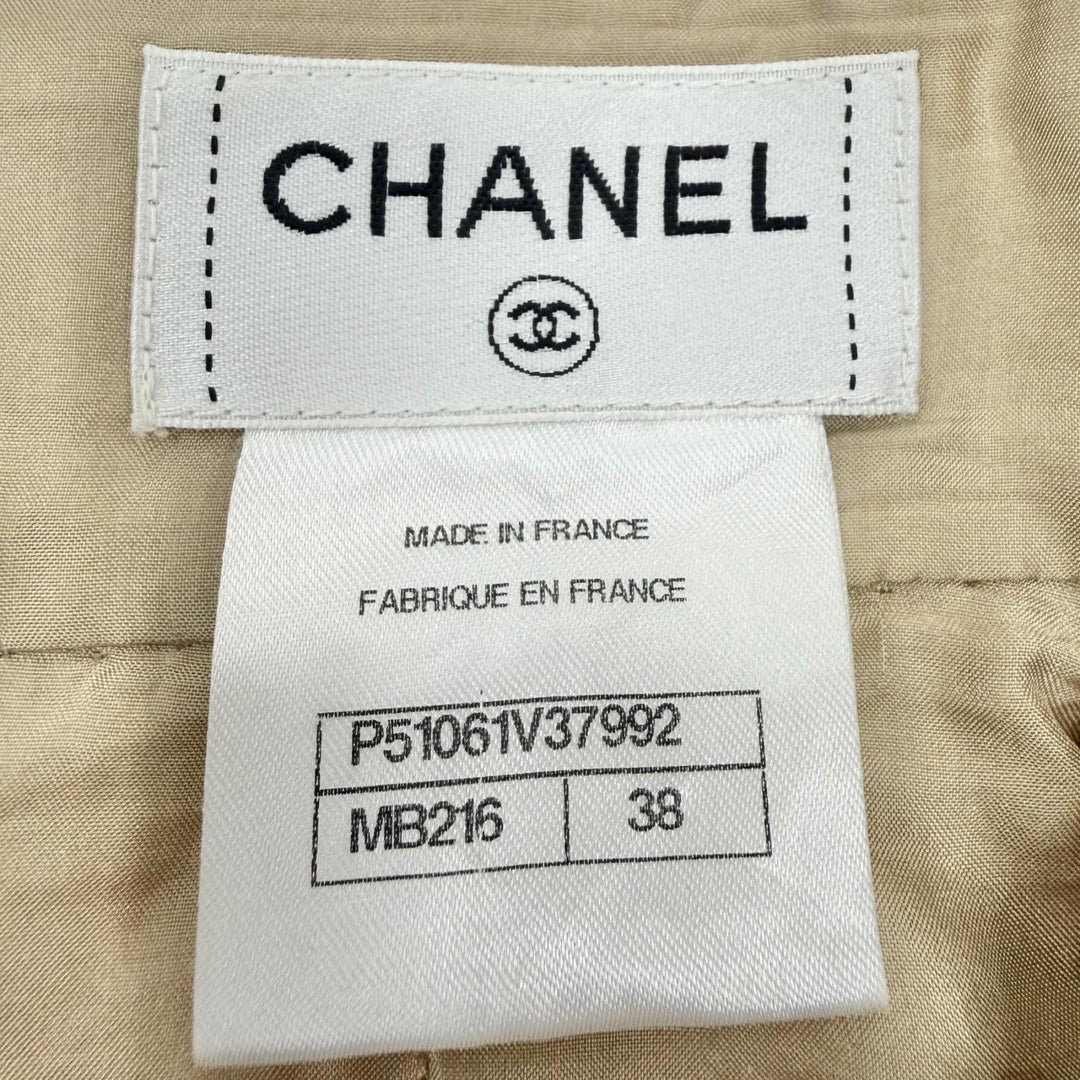Great CHANEL Tight Skirt Brown beige cotton Women 38 P51061