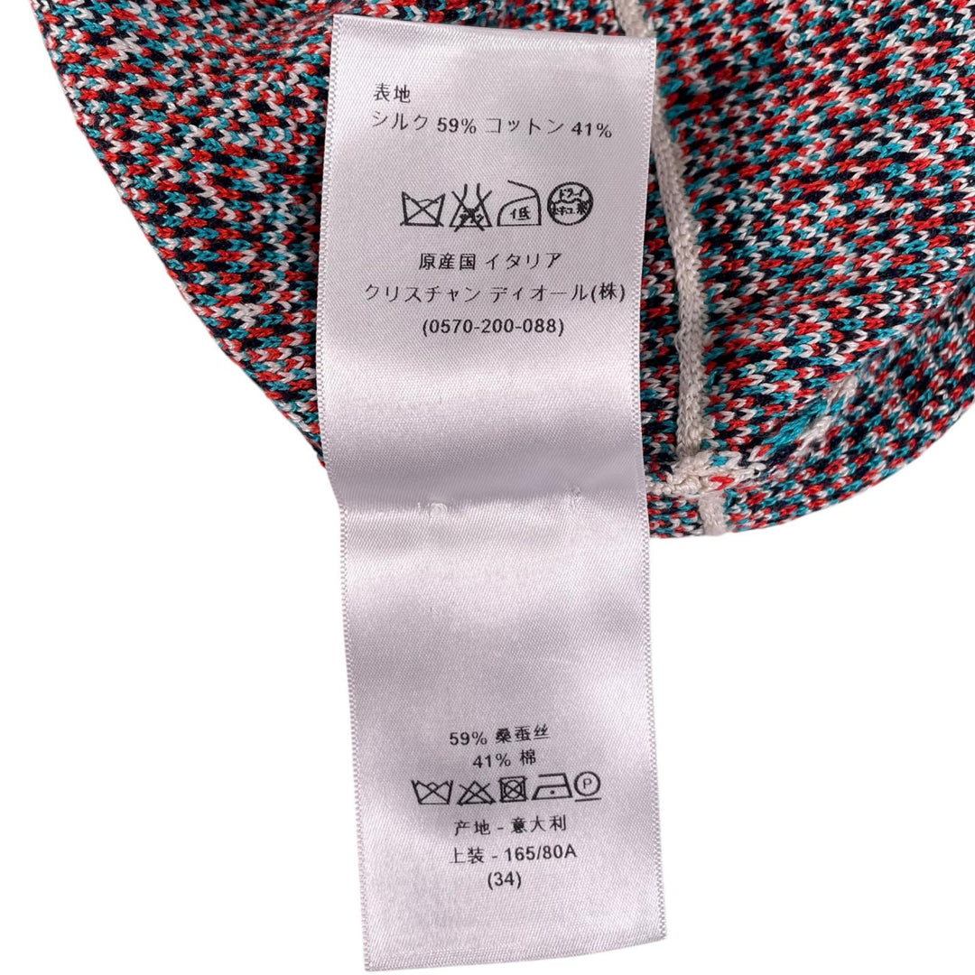 Excellent Christian Dior one piece Crew neck knit Multi silk 38 5C24660AM515