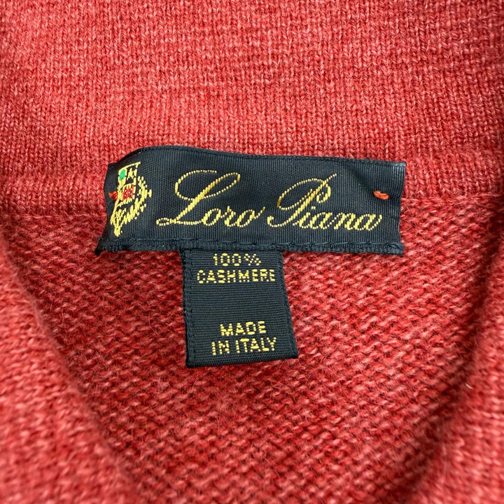 Excellent Loro Piana sweater Argyle Pattern Polo Knit Red cashmere mens 46