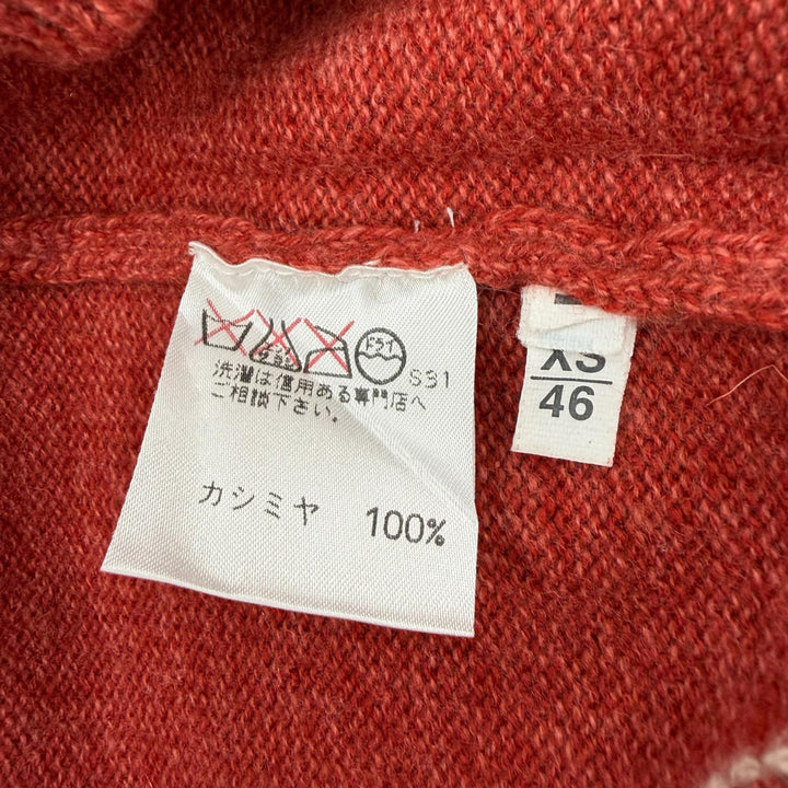 Excellent Loro Piana sweater Argyle Pattern Polo Knit Red cashmere mens 46