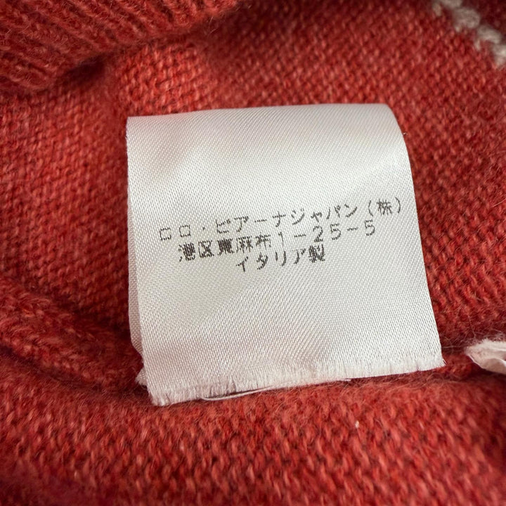Excellent Loro Piana sweater Argyle Pattern Polo Knit Red cashmere mens 46