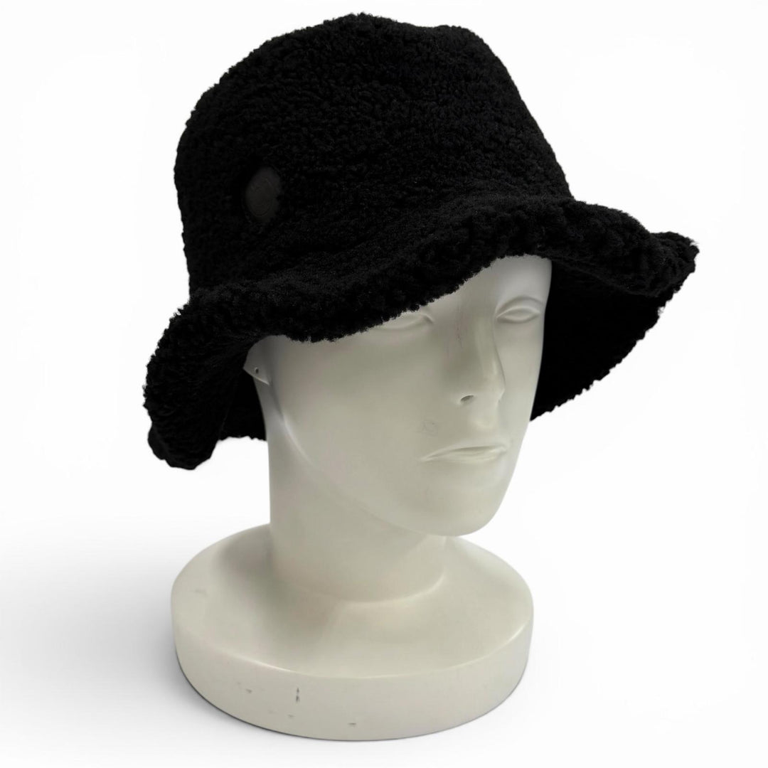 Excellent HERMES hat Fauve Crude Cell Patch Merino Mouton Bucket black 57