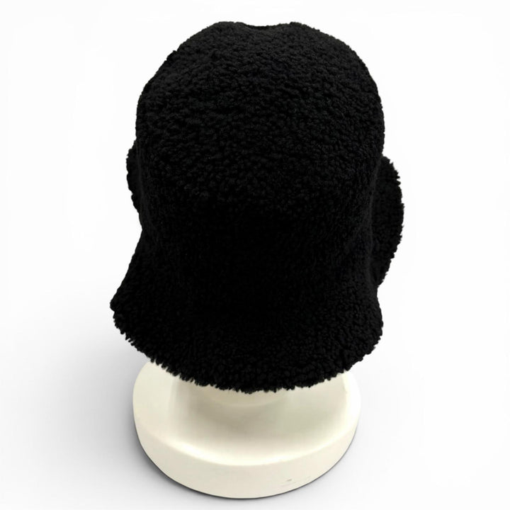 Excellent HERMES hat Fauve Crude Cell Patch Merino Mouton Bucket black 57