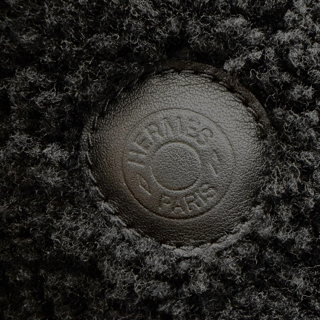 Excellent HERMES hat Fauve Crude Cell Patch Merino Mouton Bucket black 57